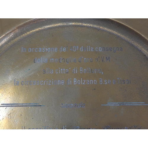 613 - Bronze Italian Memorial Plate on the Occasion o0f the 40th Anniversary of the awarding of the Gold M... 