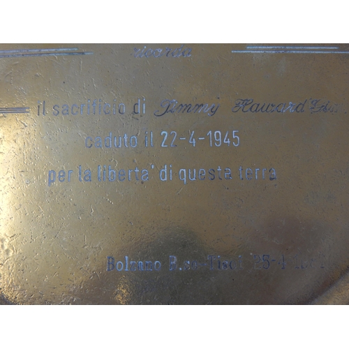 613 - Bronze Italian Memorial Plate on the Occasion o0f the 40th Anniversary of the awarding of the Gold M... 