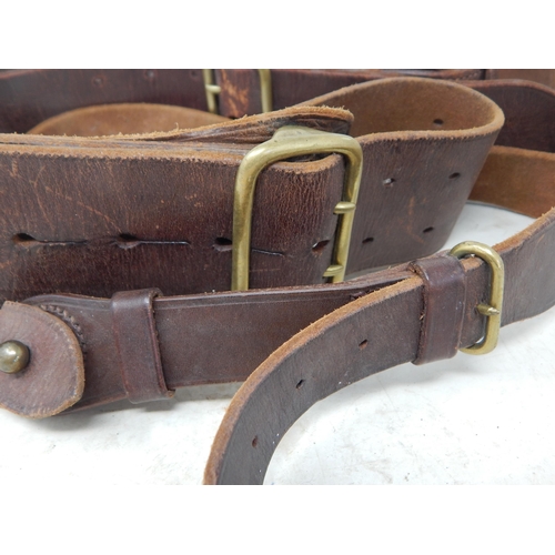 620 - WWI Leather Sam Browne Belts (2) One with Shoulder Strap.