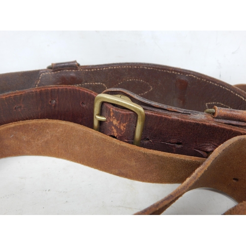 620 - WWI Leather Sam Browne Belts (2) One with Shoulder Strap.