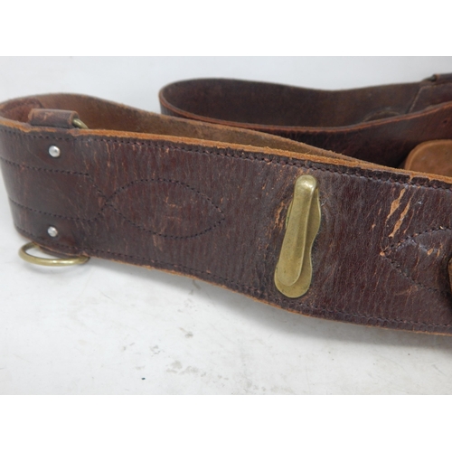 620 - WWI Leather Sam Browne Belts (2) One with Shoulder Strap.