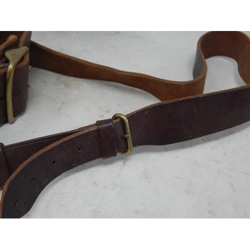 620 - WWI Leather Sam Browne Belts (2) One with Shoulder Strap.