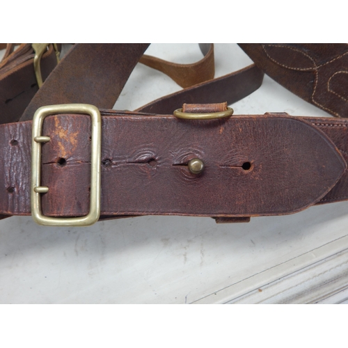 620 - WWI Leather Sam Browne Belts (2) One with Shoulder Strap.