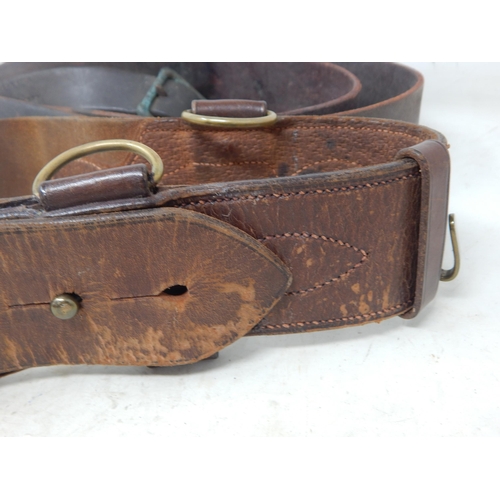 621 - WWI Royal Horse Artillery Leather Belt together with a Leather Sam Browne Belt.