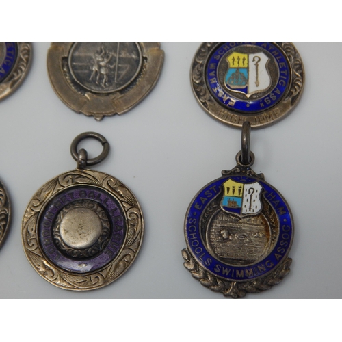 148A - A Quantity of Hallmarked Silver & Enamel Fobs: Various Dates & Makers: Weight 52g