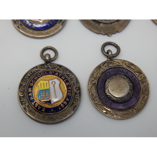 148A - A Quantity of Hallmarked Silver & Enamel Fobs: Various Dates & Makers: Weight 52g