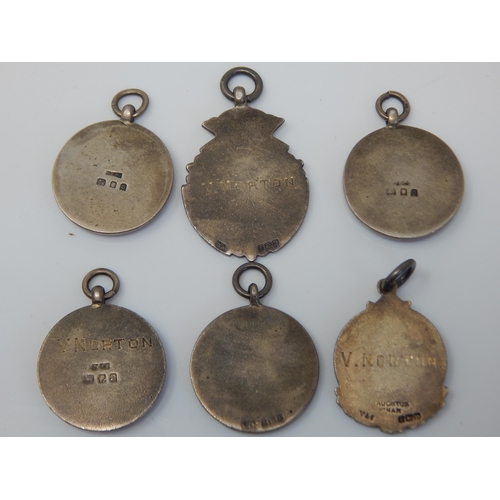 148A - A Quantity of Hallmarked Silver & Enamel Fobs: Various Dates & Makers: Weight 52g