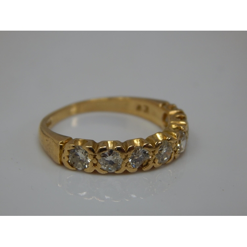 283 - 18ct Gold Diamond Half Eternity Ring, Set with 7 Diamonds Estimated @ 1.0ct: Size M: Weight 3.65g