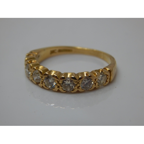 283 - 18ct Gold Diamond Half Eternity Ring, Set with 7 Diamonds Estimated @ 1.0ct: Size M: Weight 3.65g