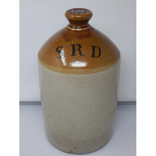 359 - WWII 1945 Dated Full Demi John of Rum, Sealed. Stamped Pearson & Co, Chesterfield.