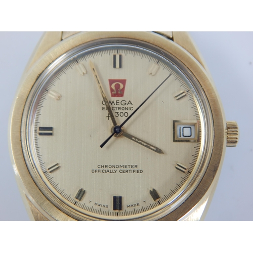 238 - Gentleman's Gold Plated Omega Electronic F300 Chronometer with Date Aperture on Original Omega Strap... 