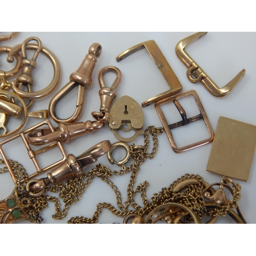 246 - A Quantity of 9ct Gold Oddment including Omega Buckle, Padlock Clasps, T-Bars etc: Weight 65.5g