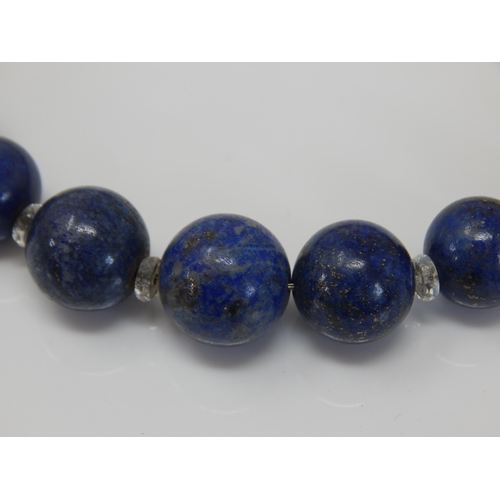 249 - Vintage Gold Clasped Lapis Lazuli Graduated Bead Necklace: Length 40cm