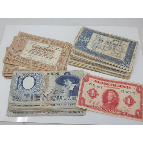 70 - A Quantity of 1938 Netherlands 2 1/2 Guilden Zilverbon Banknotes, 1943 Netherlands 10 Gulden & 1938 ... 