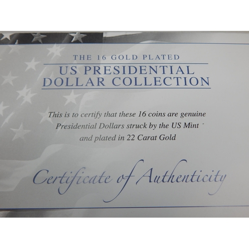 68 - Westminster Mint: The Gold Plated U.S Presidential Dollar Collection of 16 Coins together with The R... 