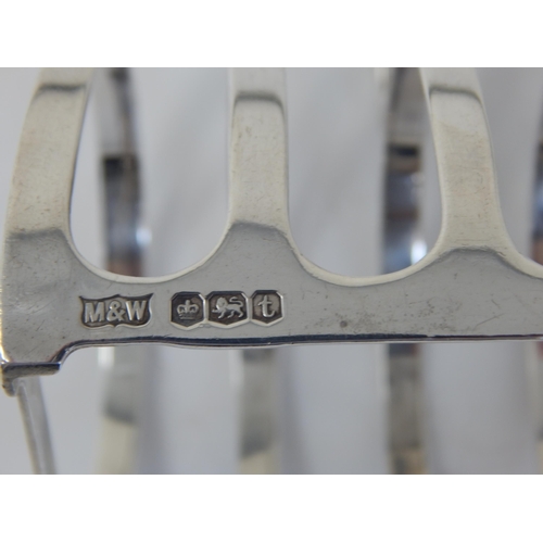 148L - Silver 4 Slice Toast Rack Hallmarked Sheffield 1936 by Mappin & Webb together with a Silver Tray Hal... 