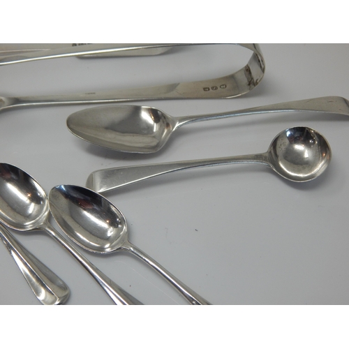 148N - A Quantity of Hallmarked Silver Including Georgian & Victorian Sugar Tongs & Spoons: Various Dates &... 