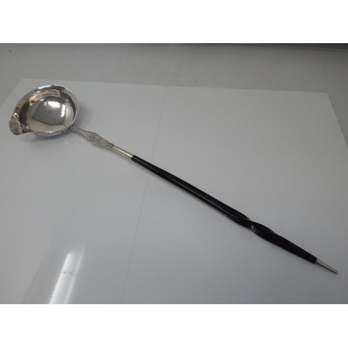 148W - 18th Century Silver Punch Ladle with Lipped Bowl & Bright Cut Engraved Stem, Twisted Baleen Handle &... 