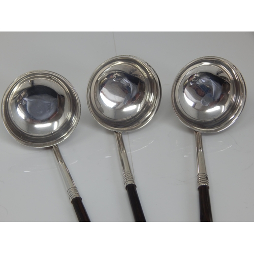 149 - A Set of Three 19th Century Silver Toddy Ladles with Twisted Baleen Handles & Silver Terminals: Leng... 