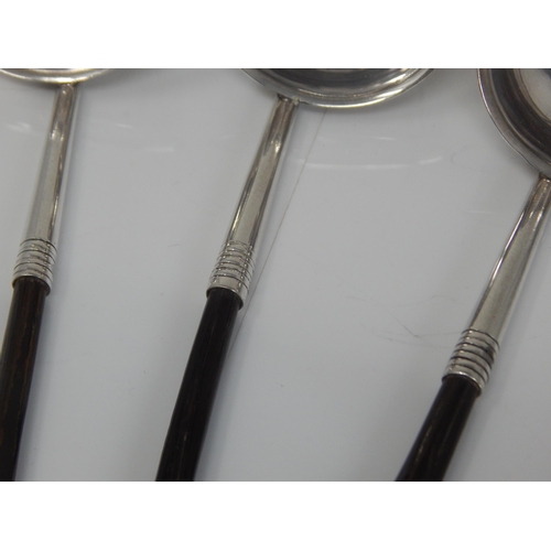 149 - A Set of Three 19th Century Silver Toddy Ladles with Twisted Baleen Handles & Silver Terminals: Leng... 