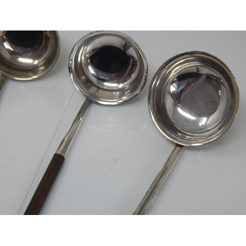 149A - 4 x 19th Century Silver Toddy Ladles with Twisted Baleen Handles & Silver terminals: Longest 21.5cm