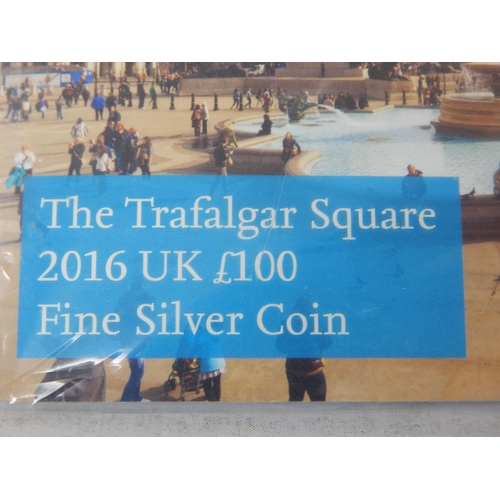 67 - Royal Mint 2015 Trafalgar Square UK Fine Silver £100 Coin in Sealed Pack of Issue