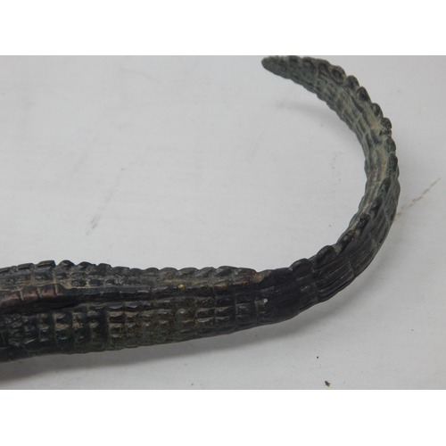 372 - Large Antique Bronze Alligator with Good Detail: Length 35cm