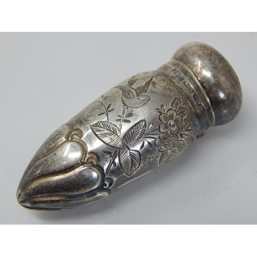 149F - Victorian Silver Perfume Bottle Hallmarked Birmingham 1884 by Robinson & McEwan with engraved aesthe... 