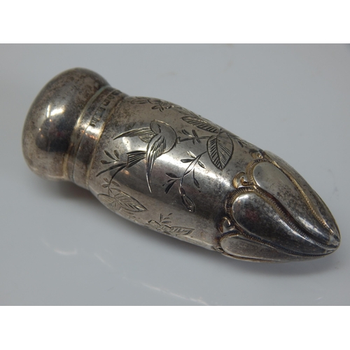 149F - Victorian Silver Perfume Bottle Hallmarked Birmingham 1884 by Robinson & McEwan with engraved aesthe... 