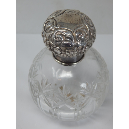 149K - Edwardian Silver topped Perfume Bottle Hallmarked Birmingham 1906 together with two Edwardian Silver... 