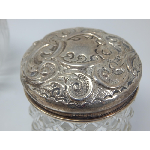 149K - Edwardian Silver topped Perfume Bottle Hallmarked Birmingham 1906 together with two Edwardian Silver... 