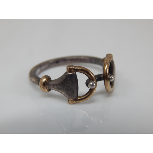 38 - GUCCI: Hallmarked 18ct Gold & Silver Ring: Size L: Weight 3.57g