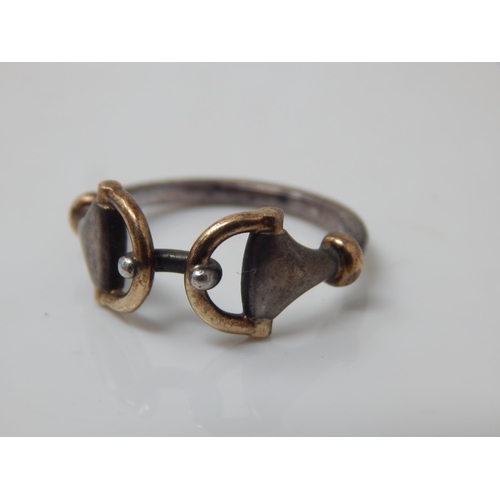 38 - GUCCI: Hallmarked 18ct Gold & Silver Ring: Size L: Weight 3.57g