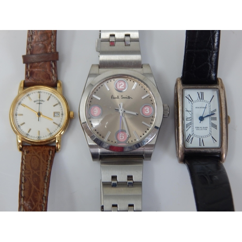 15 - Ladies Silver Wristwatch Hallmarked Sheffield 2000 together with Ladies Paul Smith & Rotary Wristwat... 