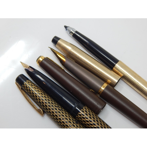 401 - Sheaffer Fountain Pen with 14ct Gold Nib together with two further pens by Cross & Parker