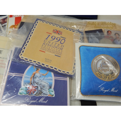 96A - A Quantity of Brilliant Uncirculated Year Sets together with a Collection of Commemorative Crowns & ... 