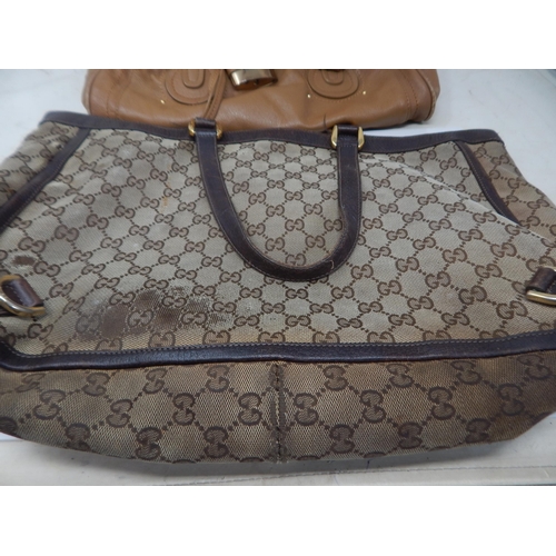 415 - Ladies Bags: Vintage PRADA in good condition, GUCCI in worn condition & CHLOE tan bag in good condit... 