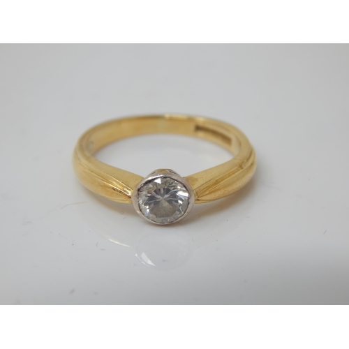 14A - 18ct Gold Diamond ring. The Diamond Estimated @ 0.50ct. Gross weight 3.1g.