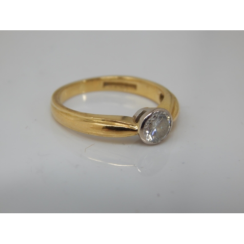 14A - 18ct Gold Diamond ring. The Diamond Estimated @ 0.50ct. Gross weight 3.1g.