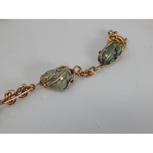 14B - 9ct Gold and turquoise stone necklace & bracelet, gross weight 19.55g