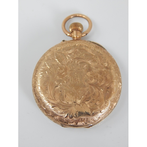 14C - 9ct Gold pocket watch gross weight 34.72g.