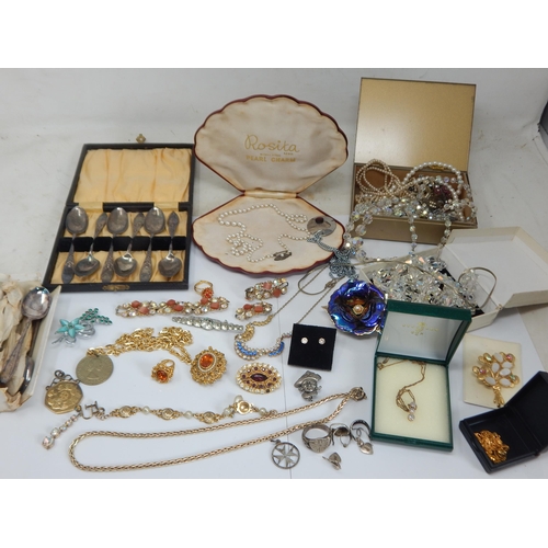 8 - Box of costume jewellery, etc