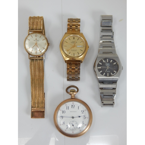 9 - A Waltham Pocket watch and 3 x Gents wristwatches