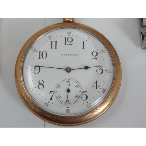 9 - A Waltham Pocket watch and 3 x Gents wristwatches