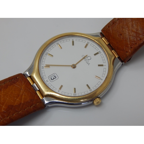 162F - Gentleman's OMEGA Wristwatch with Date Aperture on Original Tan Leather Strap with Omega Buckle