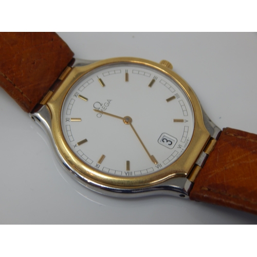 162F - Gentleman's OMEGA Wristwatch with Date Aperture on Original Tan Leather Strap with Omega Buckle