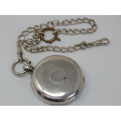 162Q - Gentleman' Silver Hunter Pocket Watch on Silver Albert Chain A/F