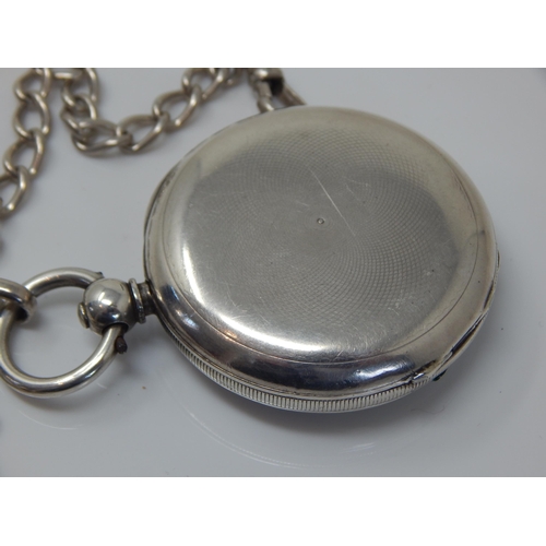 162Q - Gentleman' Silver Hunter Pocket Watch on Silver Albert Chain A/F