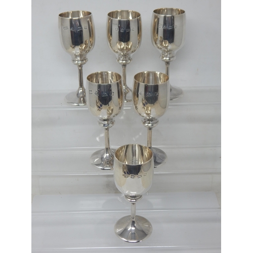 149O - A Set of 6 Silver Goblets: Hallmarked Birmingham 1973 by P. H. Vogel & Co: Height 12.5cm: Weight 458... 