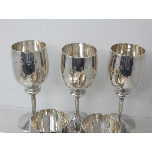 149O - A Set of 6 Silver Goblets: Hallmarked Birmingham 1973 by P. H. Vogel & Co: Height 12.5cm: Weight 458... 